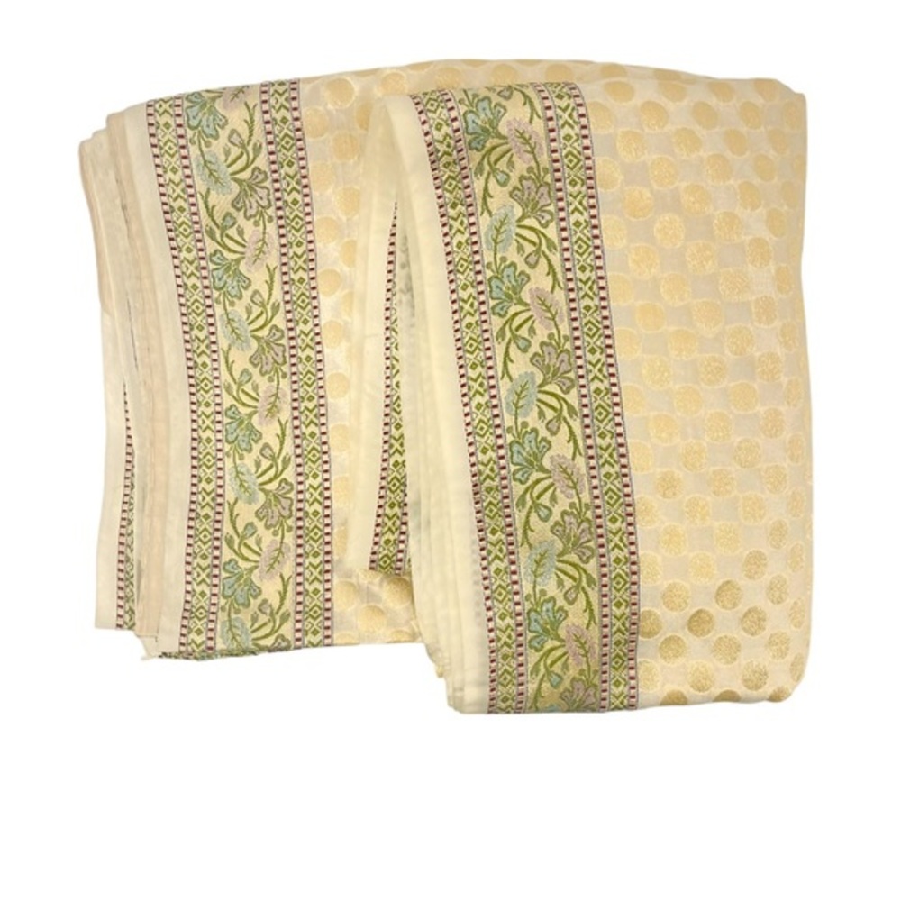 Saree Womens Dress Cream with Colorful Floral Design and Blouse with Cups